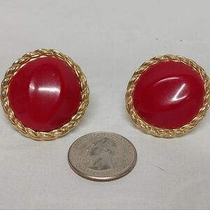 Elegant Red and Gold Women's Earrings